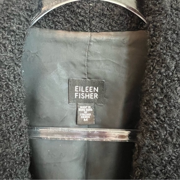 Eileen Fisher Women's Boucle Knit Jacket Blazer Hook Loop Black Wool Med - Picture 4 of 6